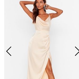 NastyGal Satin Cowl Neck Dress